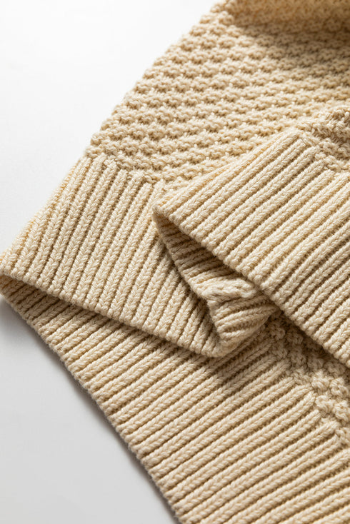 Relaxed Fit Textured Knit Button Front Cardigan