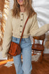 Relaxed Fit Textured Knit Button Front Cardigan