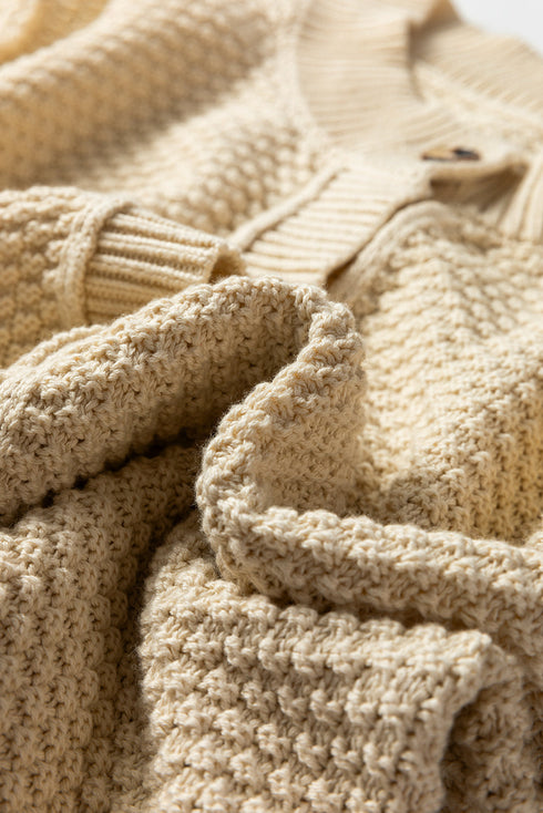 Relaxed Fit Textured Knit Button Front Cardigan