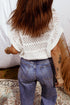 Relaxed Fit Textured Open Knit Pullover Top