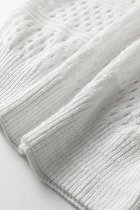 Relaxed Fit Textured Open Knit Pullover Top
