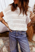 Relaxed Fit Textured Open Knit Pullover Top