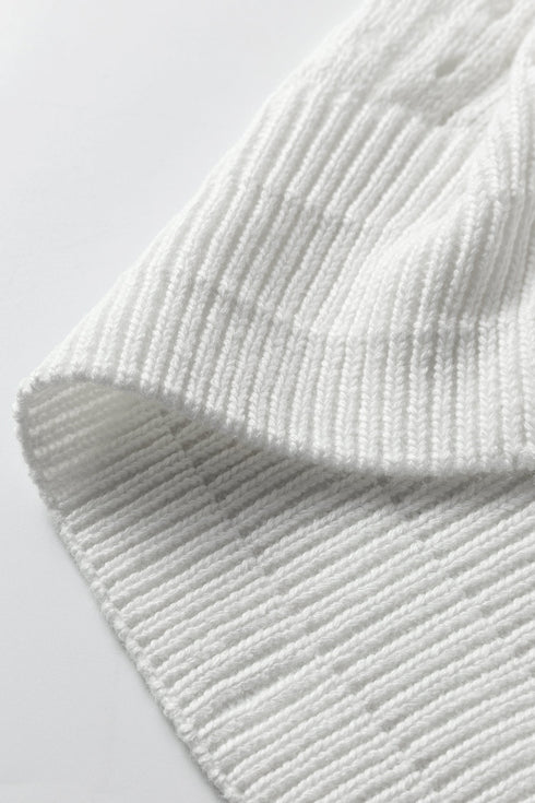 Relaxed Fit Textured Open Knit Pullover Top