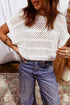Relaxed Fit Textured Open Knit Pullover Top
