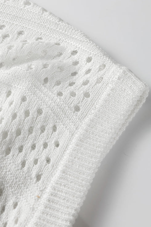 Relaxed Fit Textured Open Knit Pullover Top