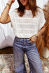 Relaxed Fit Textured Open Knit Pullover Top
