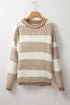 Relaxed Fit Textured Striped Chunky Knit Sweater