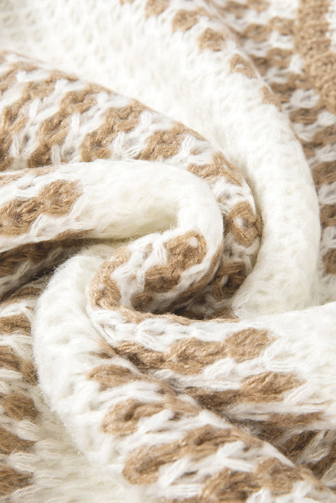 Relaxed Fit Textured Striped Chunky Knit Sweater
