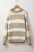 Relaxed Fit Textured Striped Chunky Knit Sweater