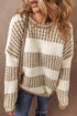 Relaxed Fit Textured Striped Chunky Knit Sweater
