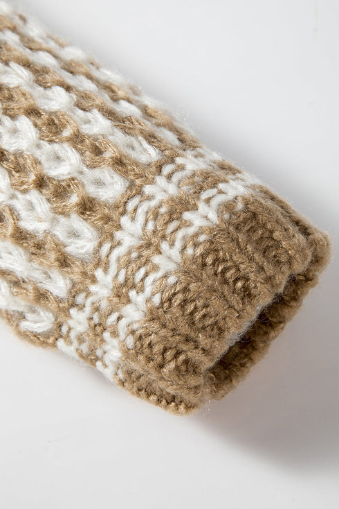 Relaxed Fit Textured Striped Chunky Knit Sweater