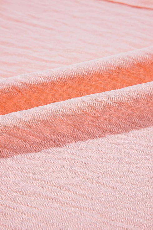 Relaxed Fit Textured V Neck Pocket Tee for Curves