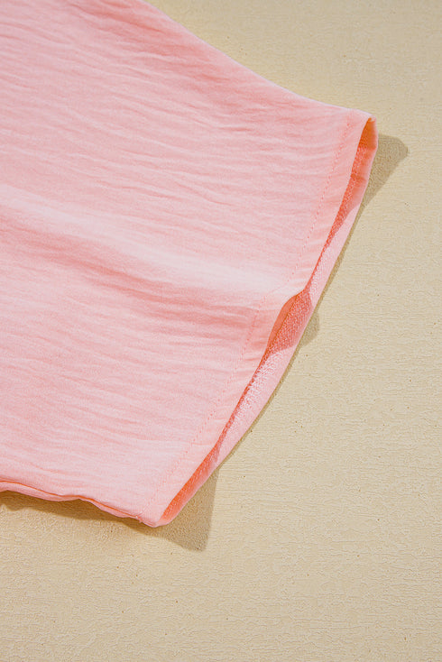 Relaxed Fit Textured V Neck Pocket Tee for Curves