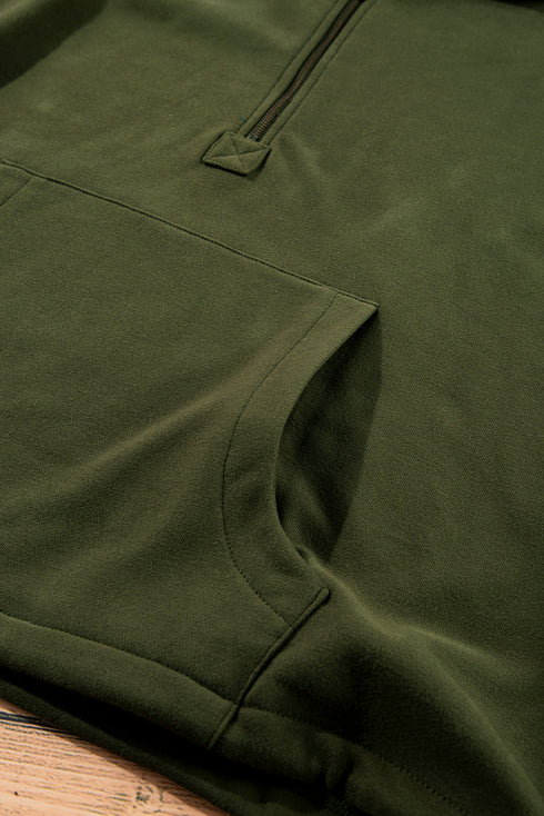 Relaxed Fit Thermal Fleece Half Zip Pullover Hoodie