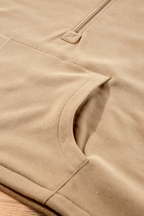 Relaxed Fit Thermal Fleece Half Zip Pullover Hoodie