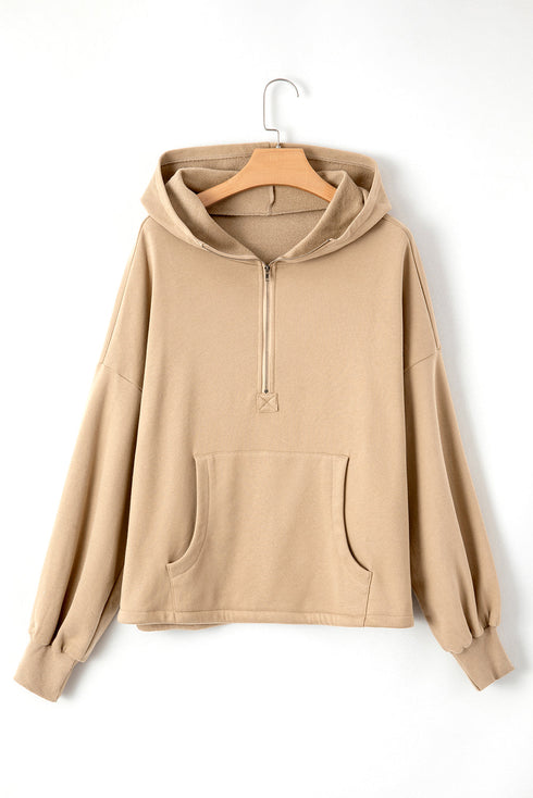 Relaxed Fit Thermal Fleece Half Zip Pullover Hoodie