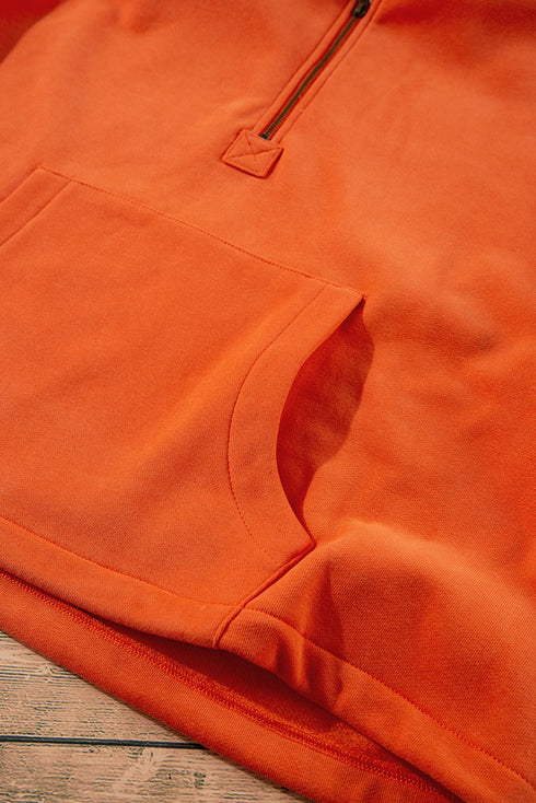 Relaxed Fit Thermal Fleece Half Zip Pullover Hoodie