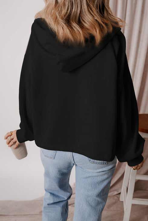 Relaxed Fit Thermal Fleece Half Zip Pullover Hoodie