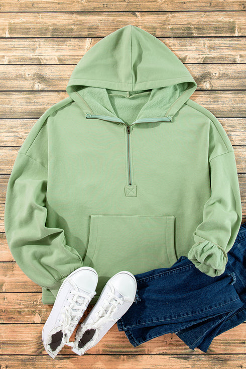 Relaxed Fit Thermal Fleece Half Zip Pullover Hoodie