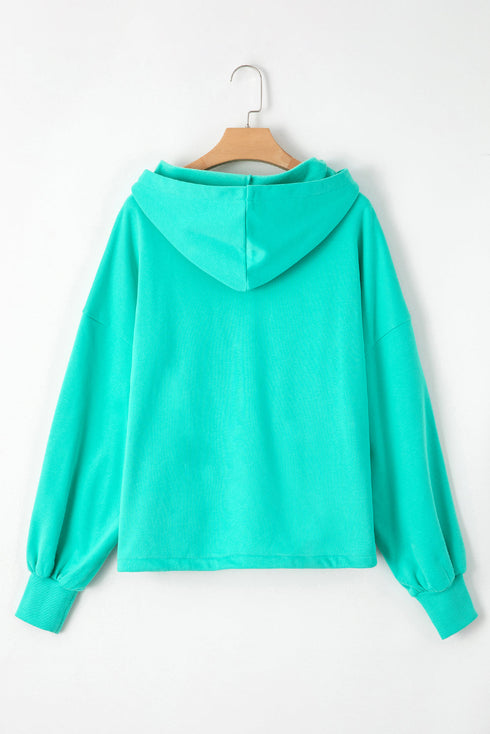 Relaxed Fit Thermal Fleece Half Zip Pullover Hoodie