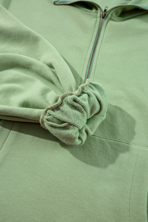 Relaxed Fit Thermal Fleece Half Zip Pullover Hoodie