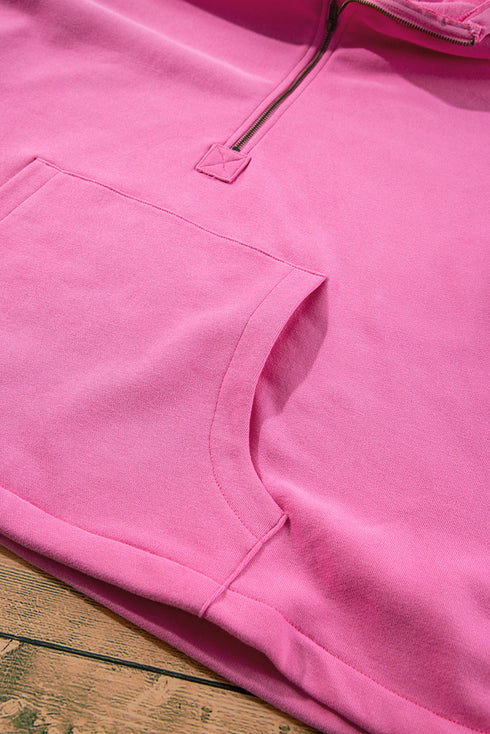 Relaxed Fit Thermal Fleece Half Zip Pullover Hoodie