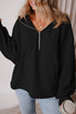 Relaxed Fit Thermal Fleece Half Zip Pullover Hoodie