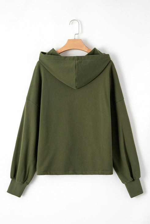 Relaxed Fit Thermal Fleece Half Zip Pullover Hoodie