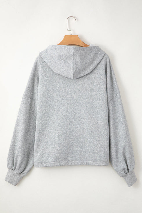Relaxed Fit Thermal Fleece Half Zip Pullover Hoodie
