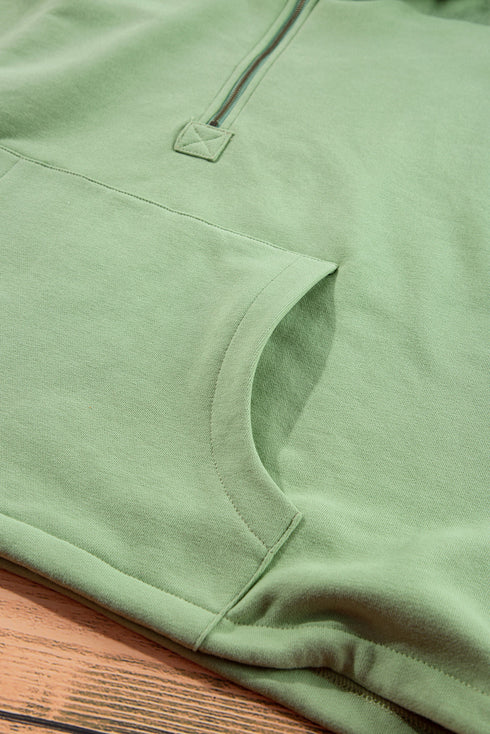 Relaxed Fit Thermal Fleece Half Zip Pullover Hoodie