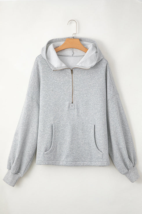 Relaxed Fit Thermal Fleece Half Zip Pullover Hoodie