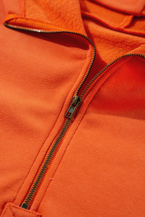 Relaxed Fit Thermal Fleece Half Zip Pullover Hoodie