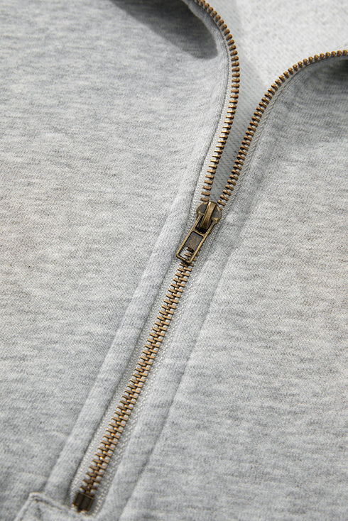 Relaxed Fit Thermal Fleece Half Zip Pullover Hoodie
