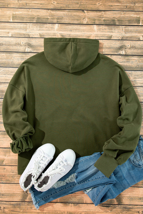 Relaxed Fit Thermal Fleece Half Zip Pullover Hoodie