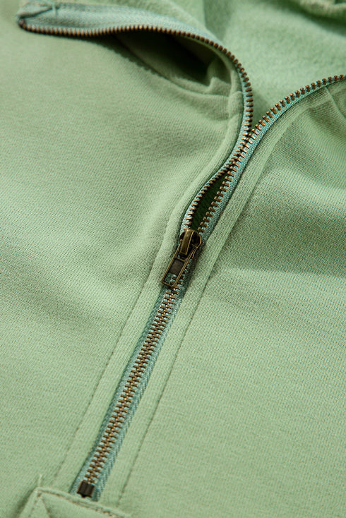 Relaxed Fit Thermal Fleece Half Zip Pullover Hoodie