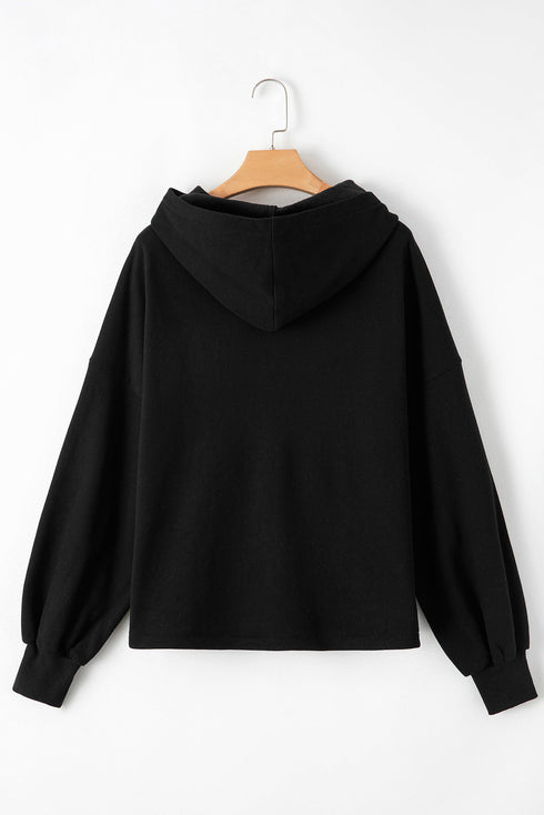 Relaxed Fit Thermal Fleece Half Zip Pullover Hoodie