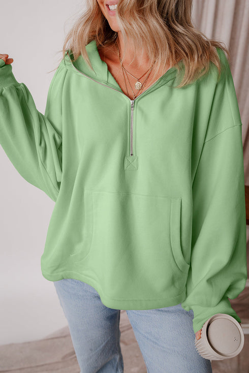 Relaxed Fit Thermal Fleece Half Zip Pullover Hoodie