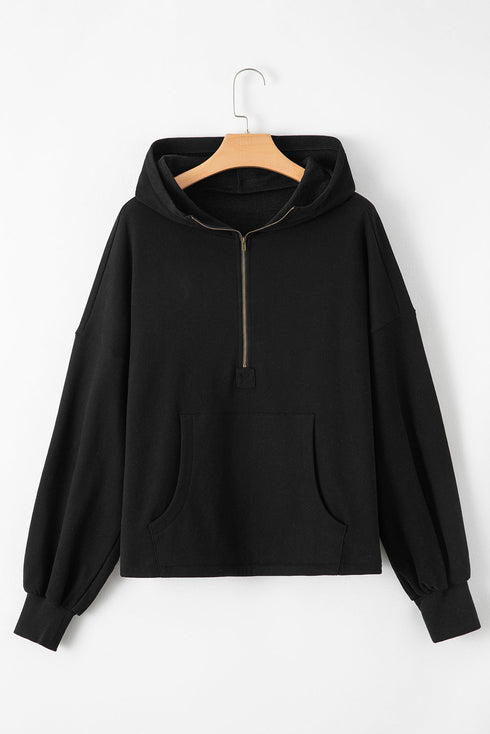 Relaxed Fit Thermal Fleece Half Zip Pullover Hoodie