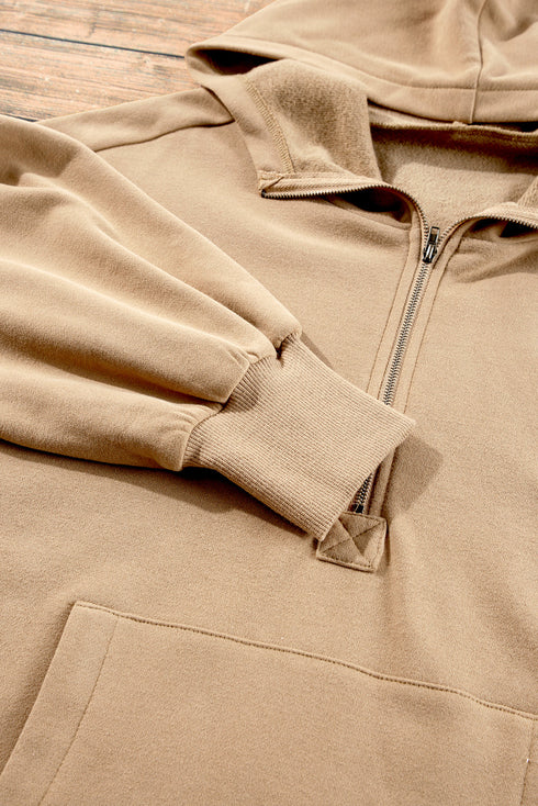 Relaxed Fit Thermal Fleece Half Zip Pullover Hoodie