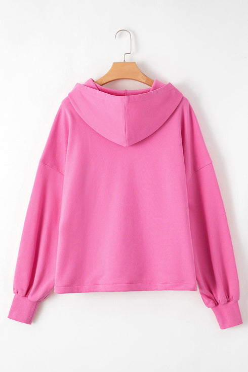 Relaxed Fit Thermal Fleece Half Zip Pullover Hoodie