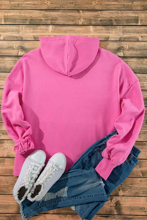 Relaxed Fit Thermal Fleece Half Zip Pullover Hoodie
