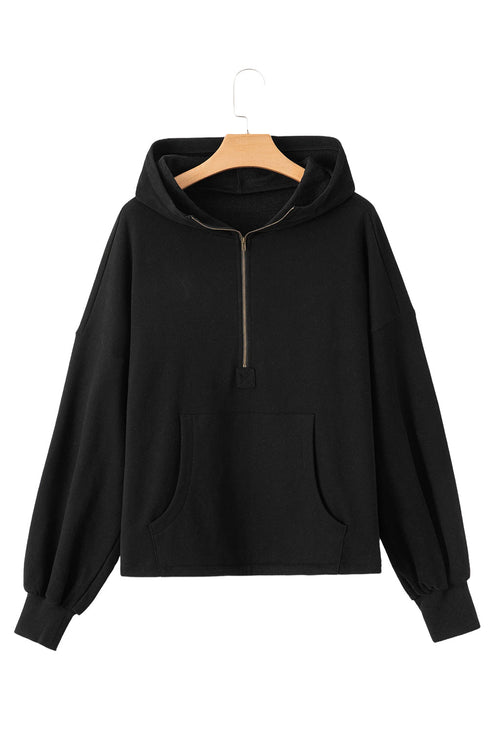 Relaxed Fit Thermal Fleece Half Zip Pullover Hoodie