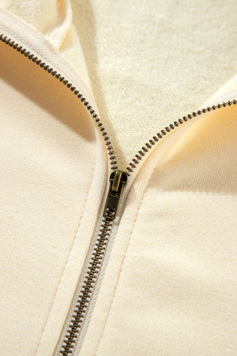 Relaxed Fit Thermal Fleece Half Zip Pullover Hoodie