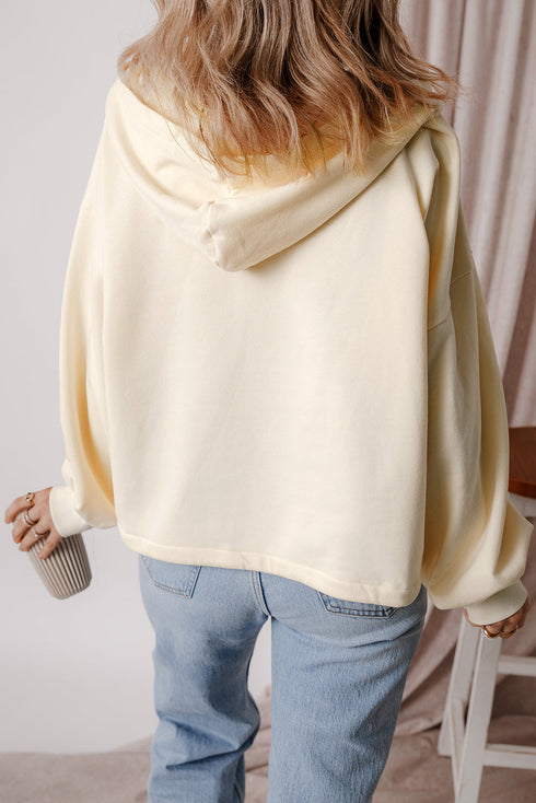 Relaxed Fit Thermal Fleece Half Zip Pullover Hoodie