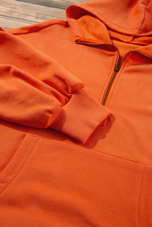 Relaxed Fit Thermal Fleece Half Zip Pullover Hoodie