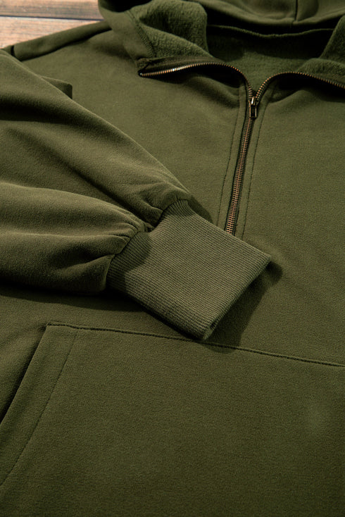 Relaxed Fit Thermal Fleece Half Zip Pullover Hoodie
