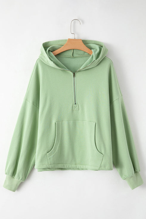 Relaxed Fit Thermal Fleece Half Zip Pullover Hoodie