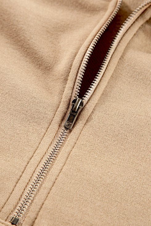 Relaxed Fit Thermal Fleece Half Zip Pullover Hoodie
