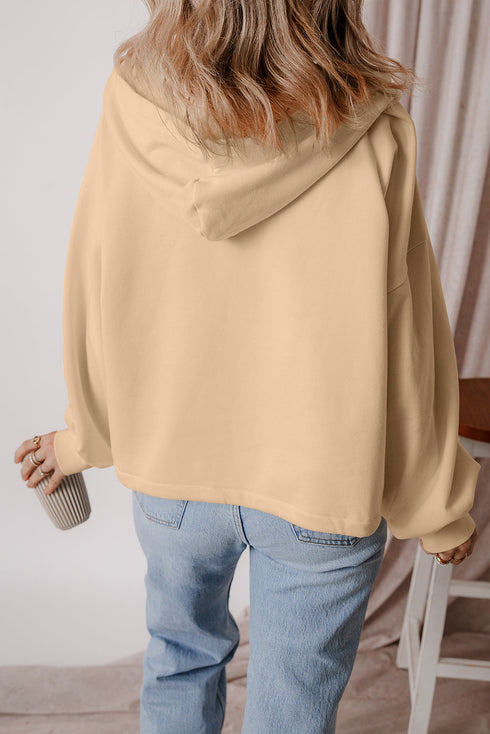 Relaxed Fit Thermal Fleece Half Zip Pullover Hoodie