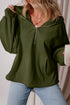 Relaxed Fit Thermal Fleece Half Zip Pullover Hoodie